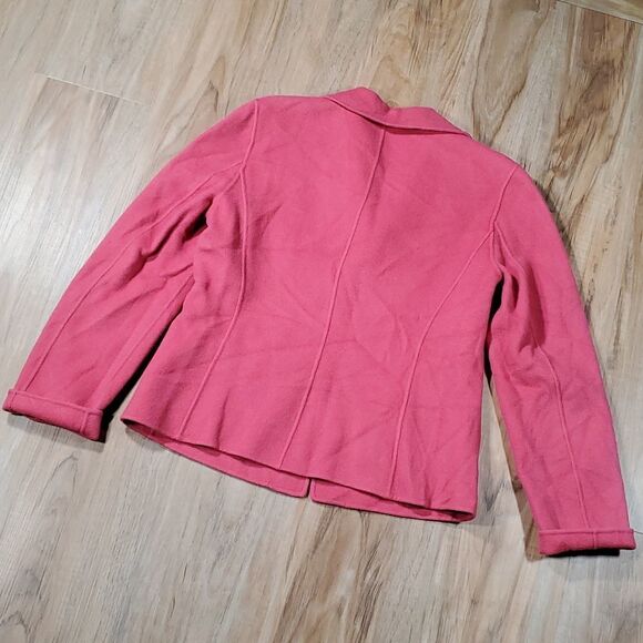 🔺️Pink Open Front Wool Blazer w/Pockets Medium - Picture 2 of 6